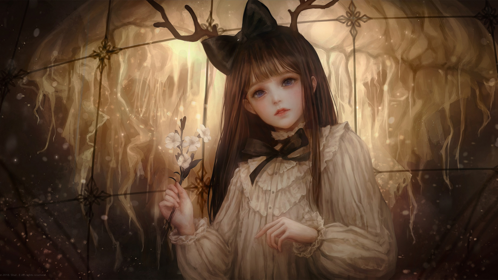 花园神秘少女高清壁纸