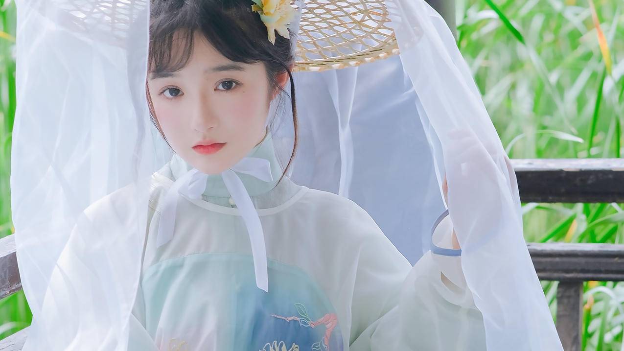 小陆离 古风 帷幔 美女 清纯 4k电脑高清壁纸 4K手机高清壁纸