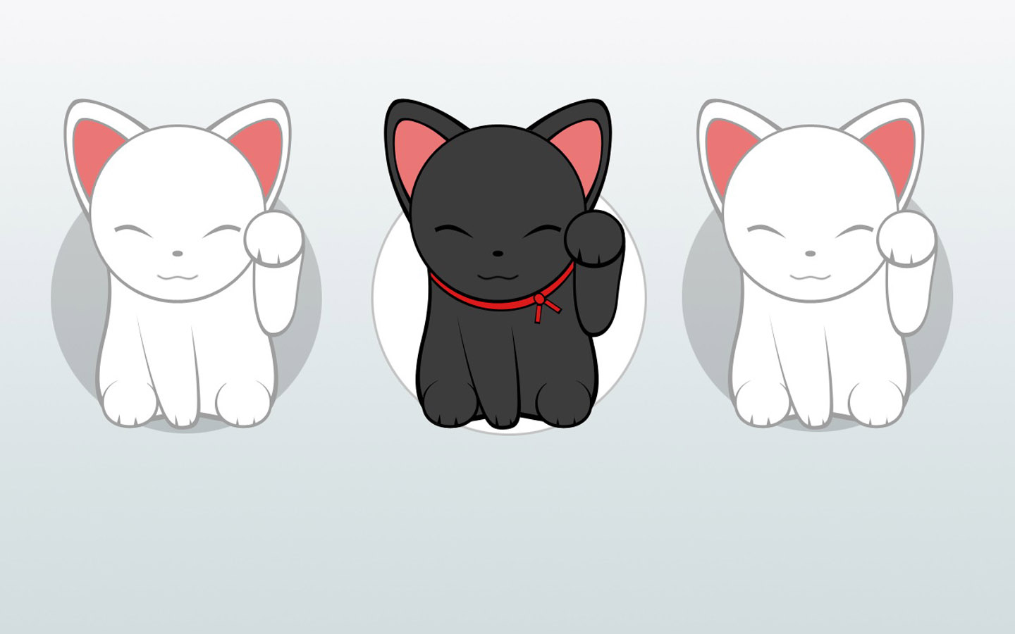 三只可爱的招财猫桌面高清壁纸