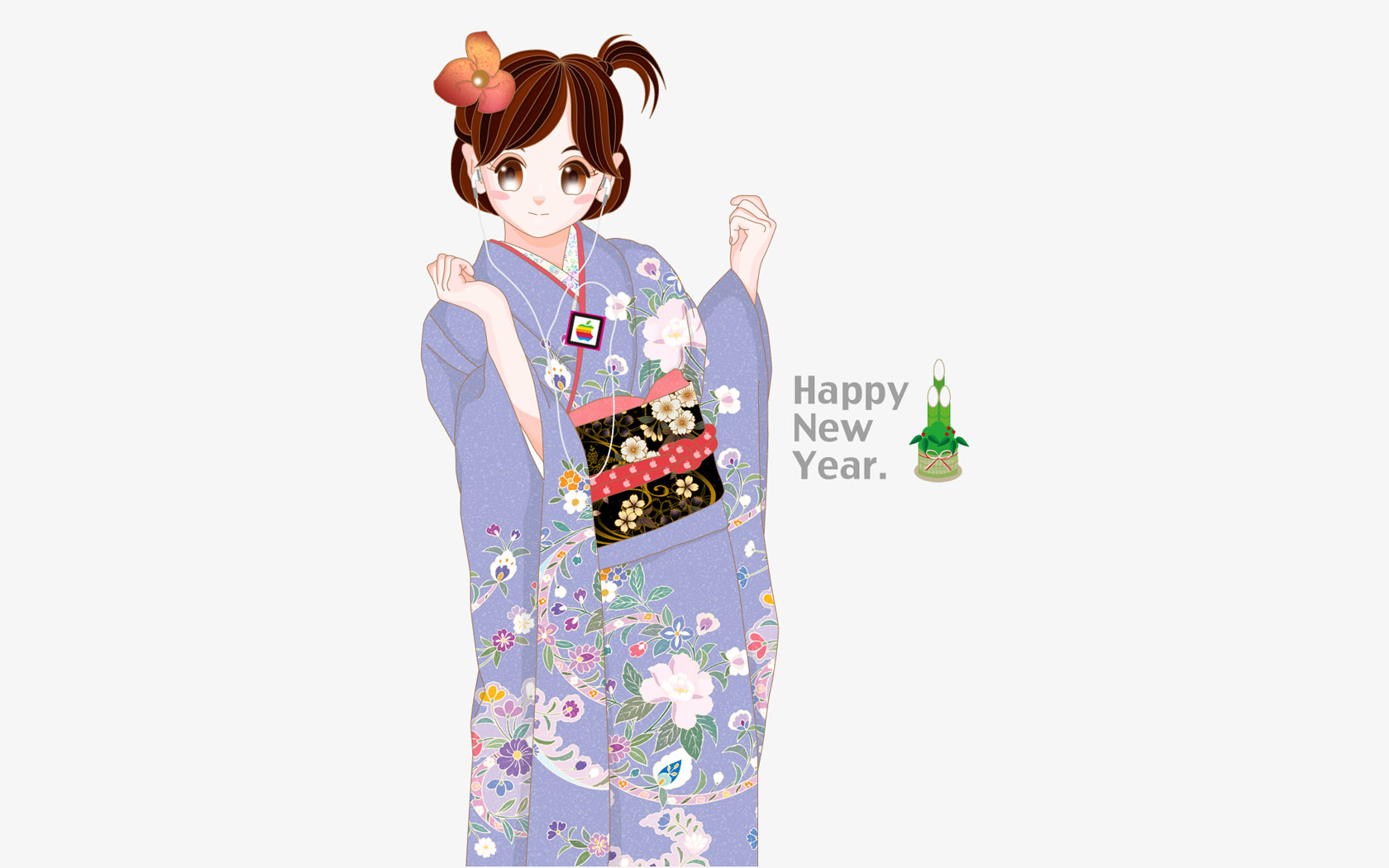 MAC女孩 新年快乐高清壁纸