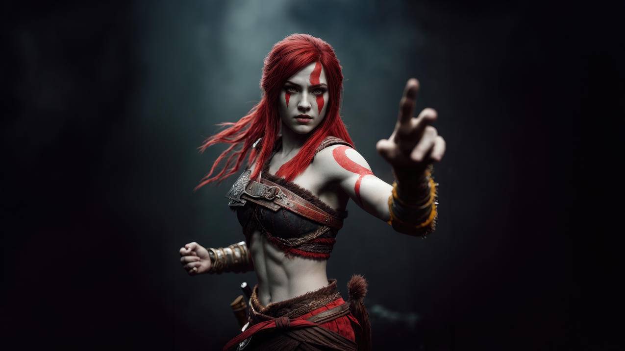 战神游戏女神 Female Kratos God Of War 5k高清壁纸