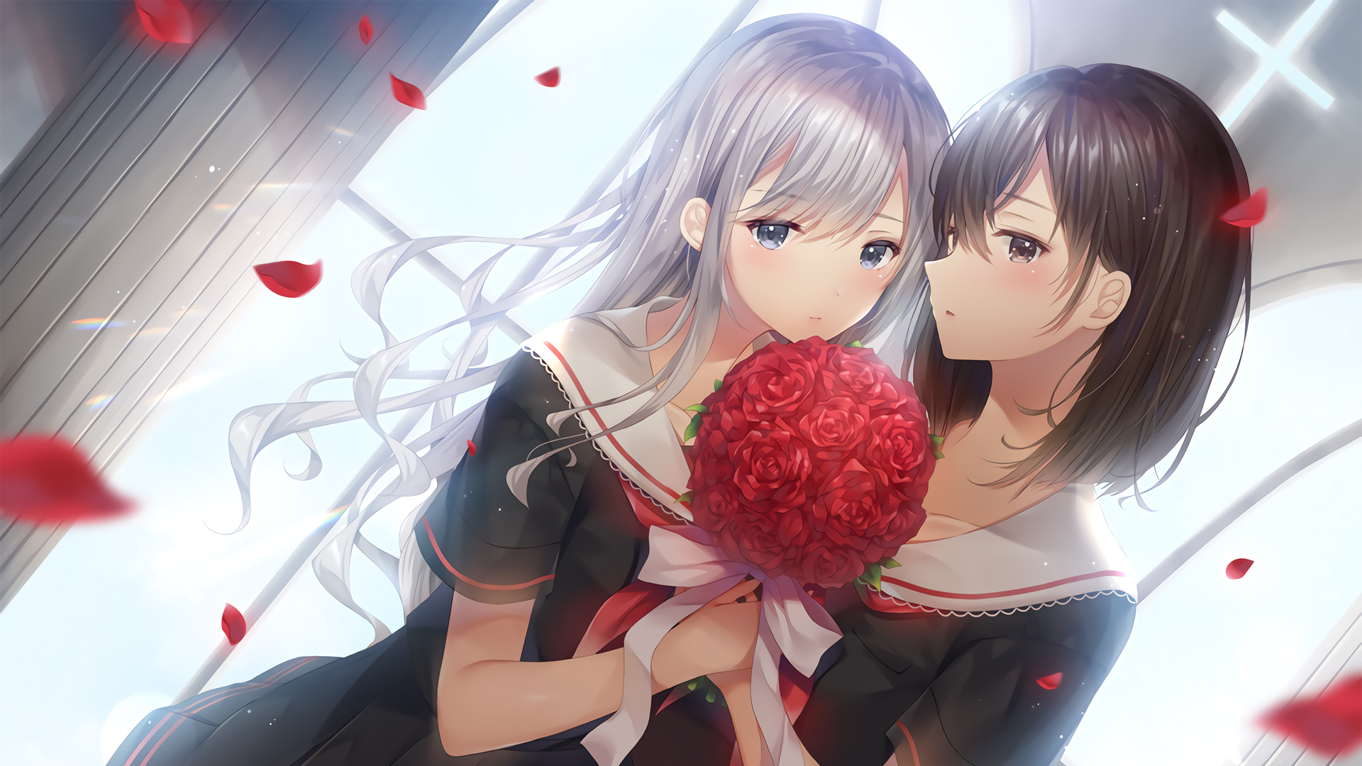 两个女生 百合 唯美好看动漫高清壁纸