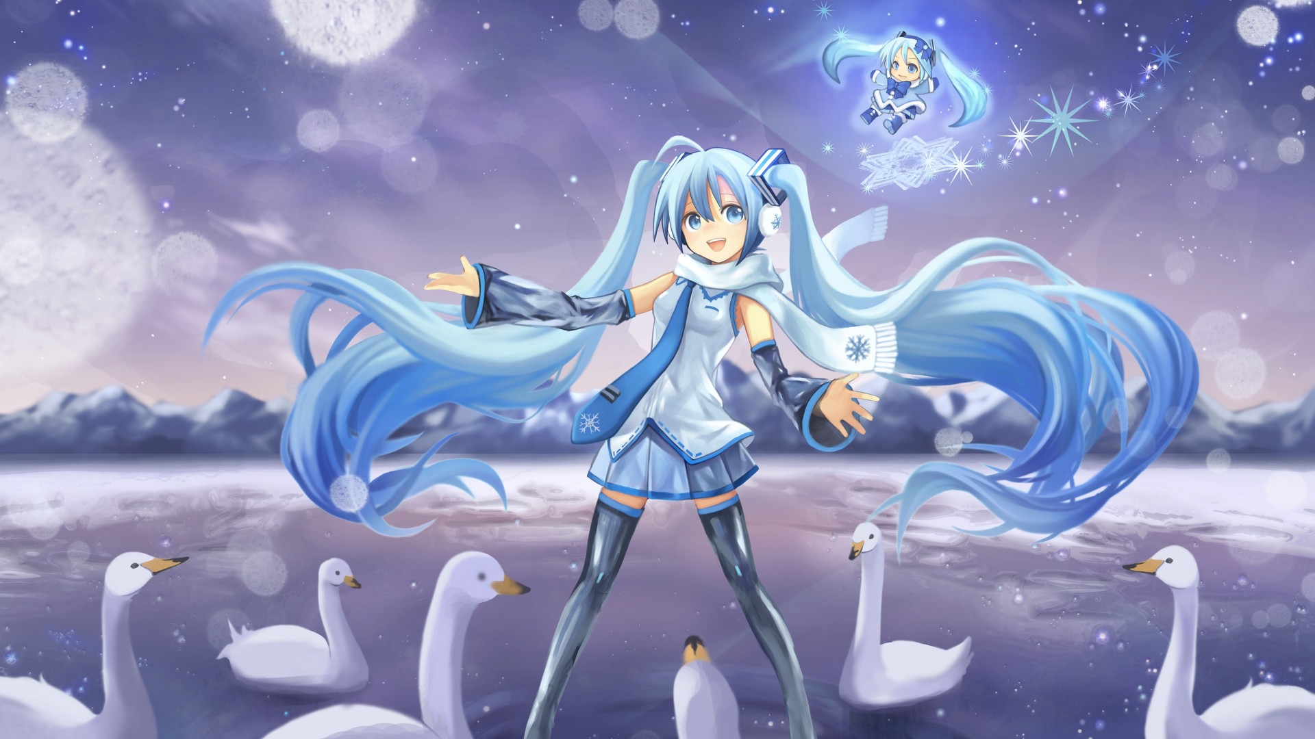 VOCALOID，美少女，小天使，天鹅图片，可爱动漫女生桌面高清壁纸