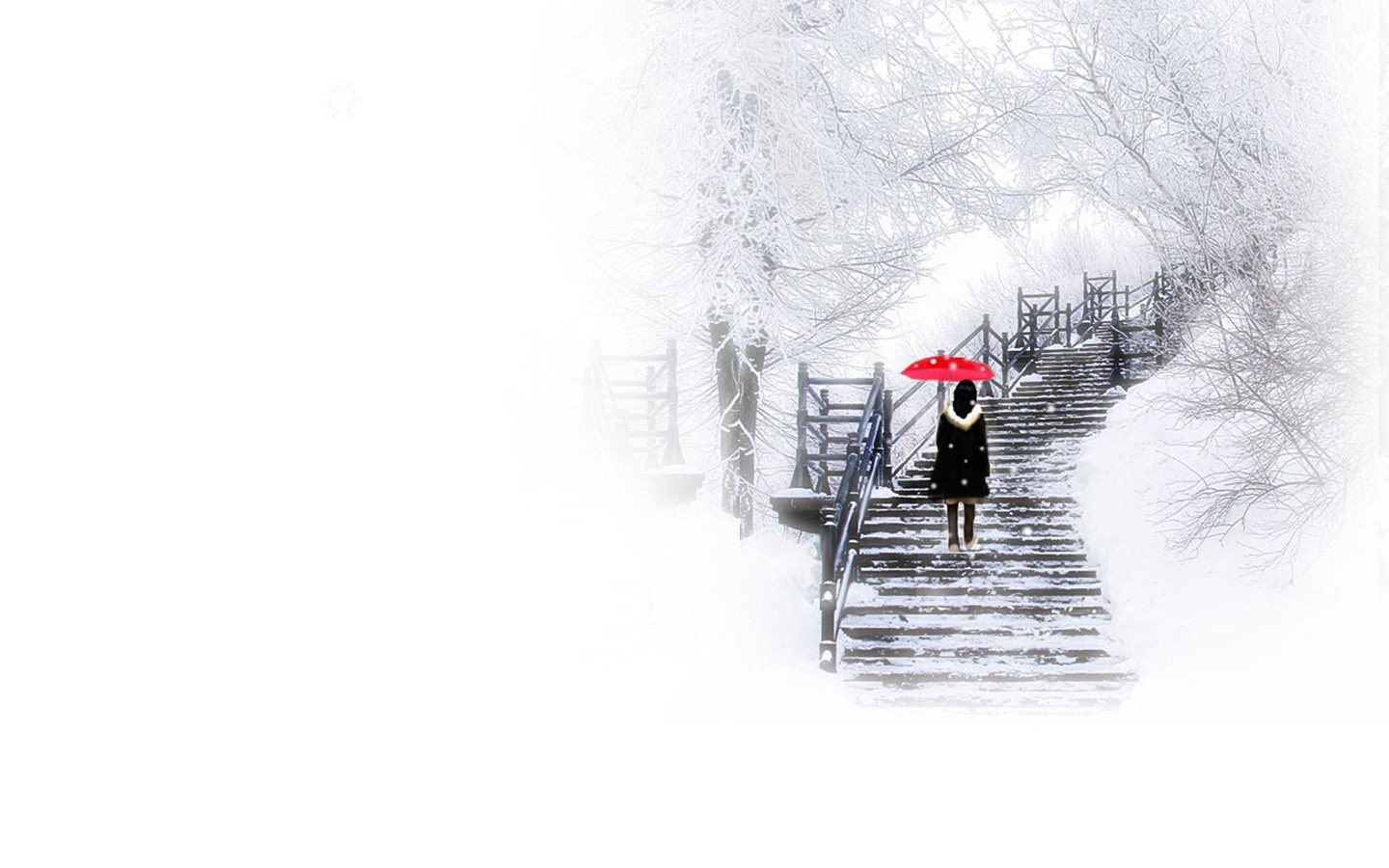 雪地女孩漫步高清壁纸
