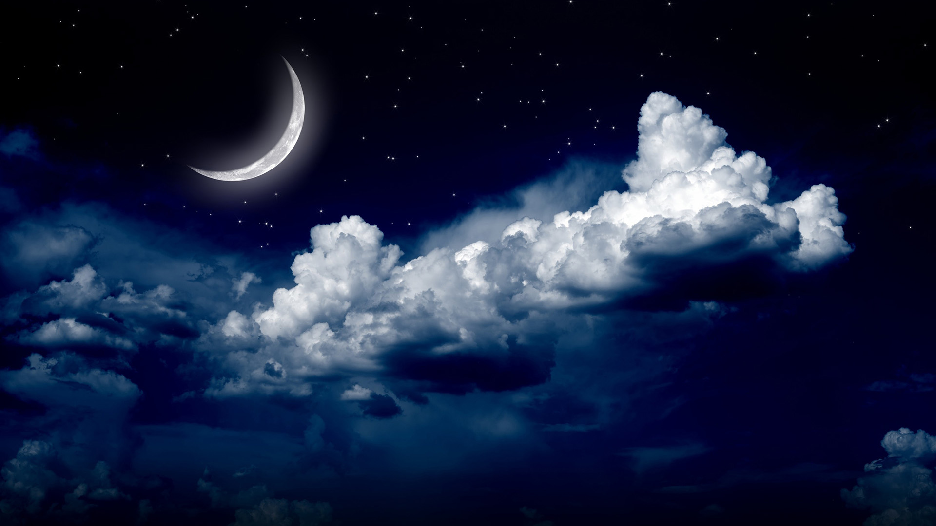 天空,云层,夜晚,月亮,深蓝,星空,风景桌面高清壁纸