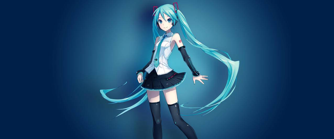 初音未来动漫带鱼屏高清壁纸