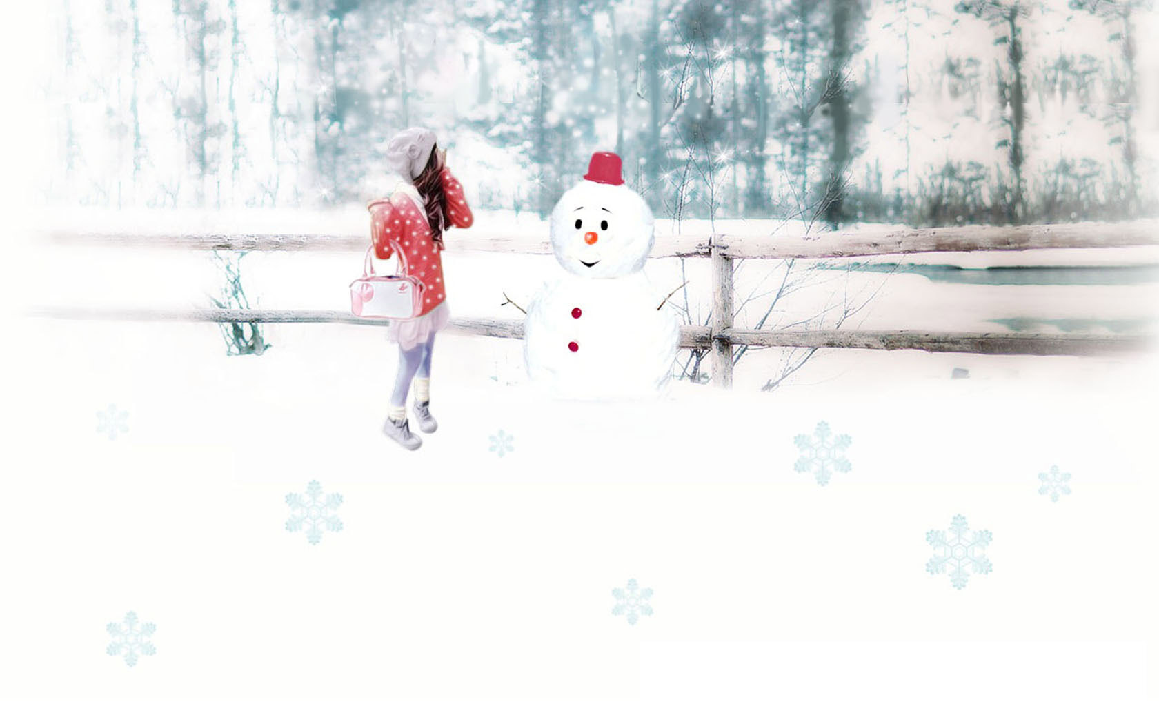 雪景女孩桌面高清壁纸