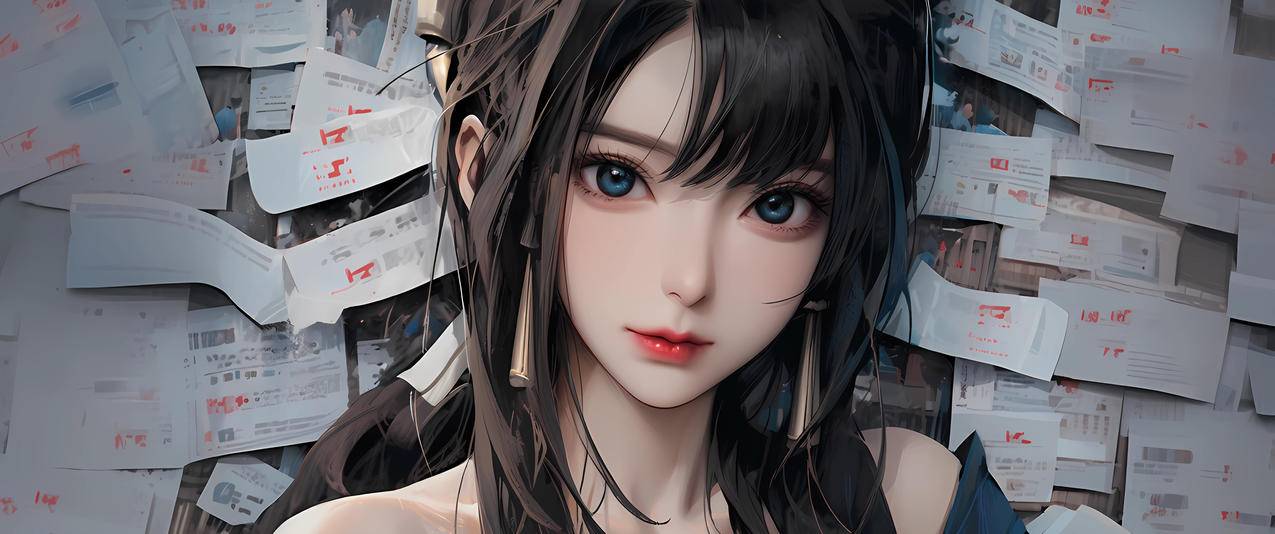 报纸墙美女 不知火舞 王者荣耀 3440x1440带鱼屏高清壁纸