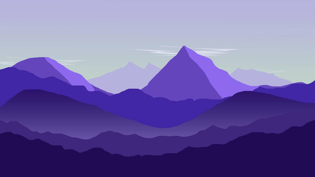 矢量 紫色背景 山脉 简约风景8k高清壁纸
