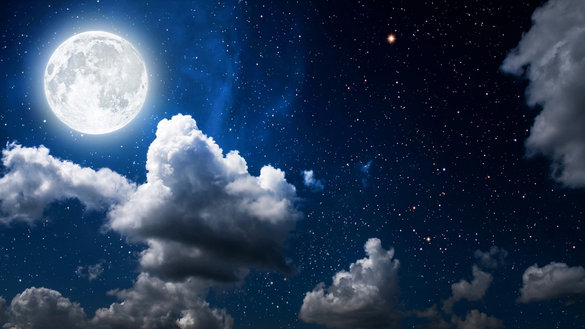 光,月亮,星星,夜晚,天空,云,桌面高清壁纸