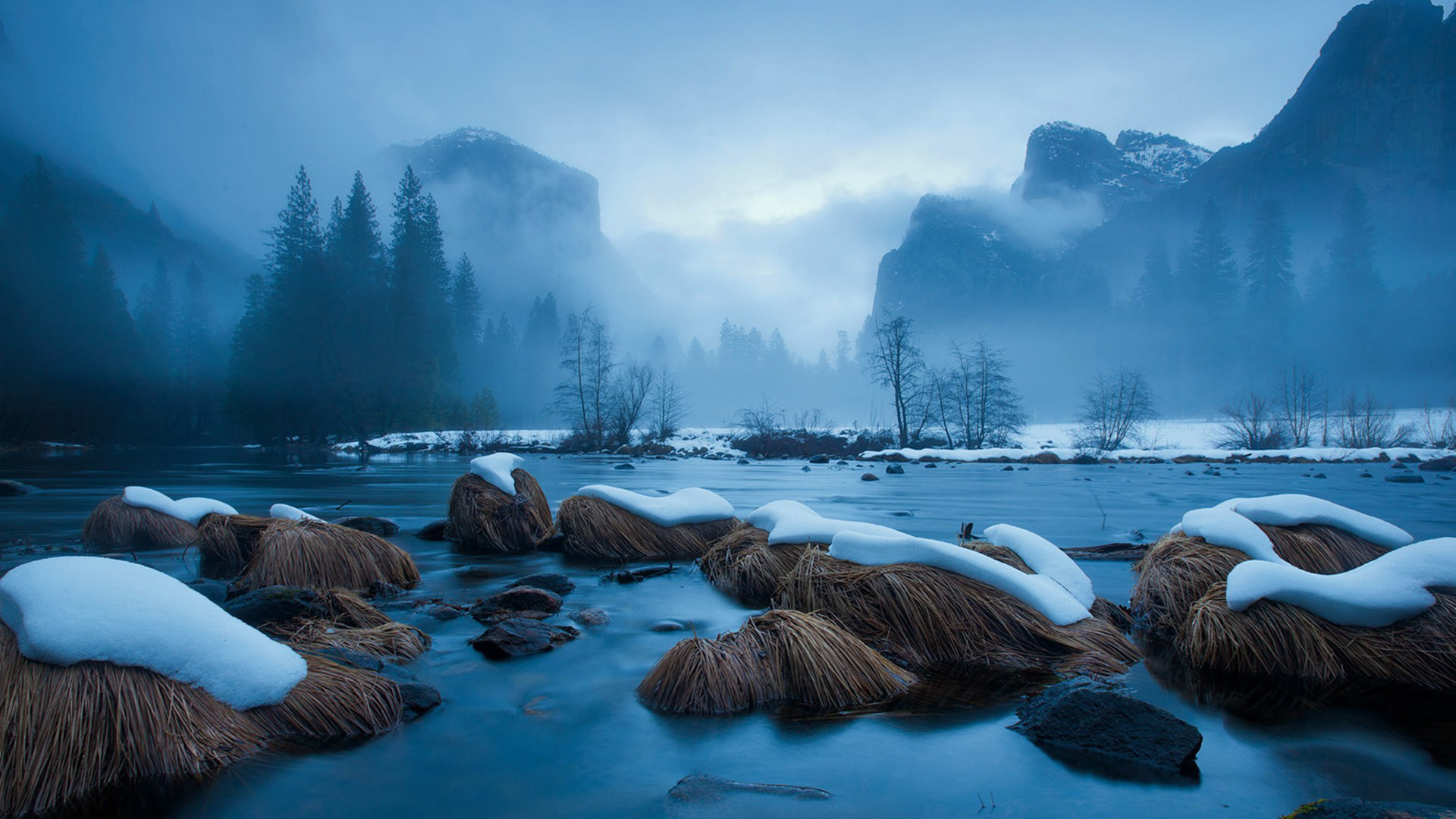 山水风景,石,雪,美丽风景桌面高清壁纸