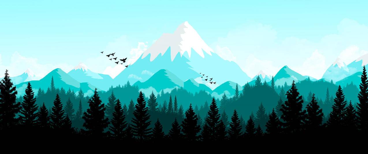 森林山地风景带鱼屏高清壁纸