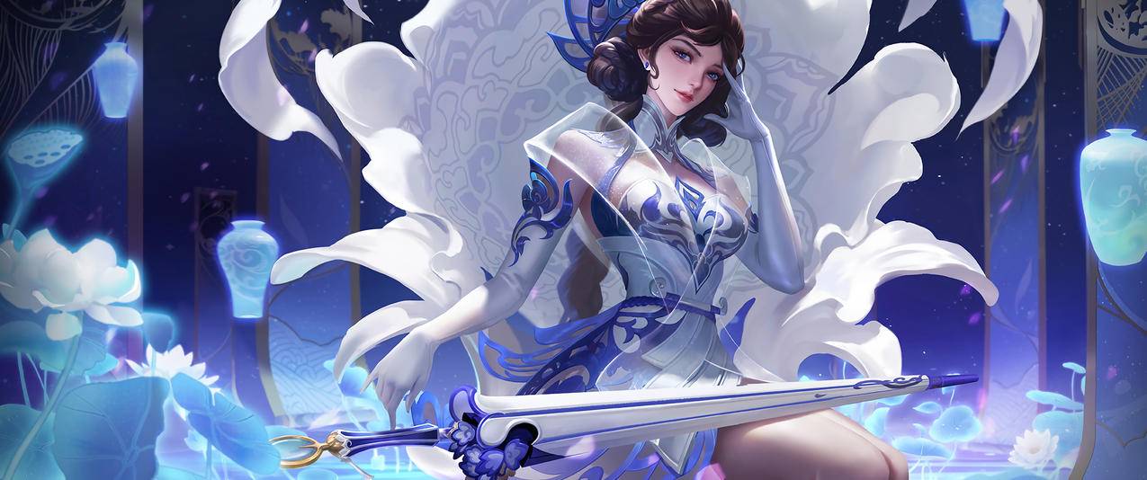 瓷语鉴心 露娜 王者荣耀3440x1440带鱼屏高清壁纸