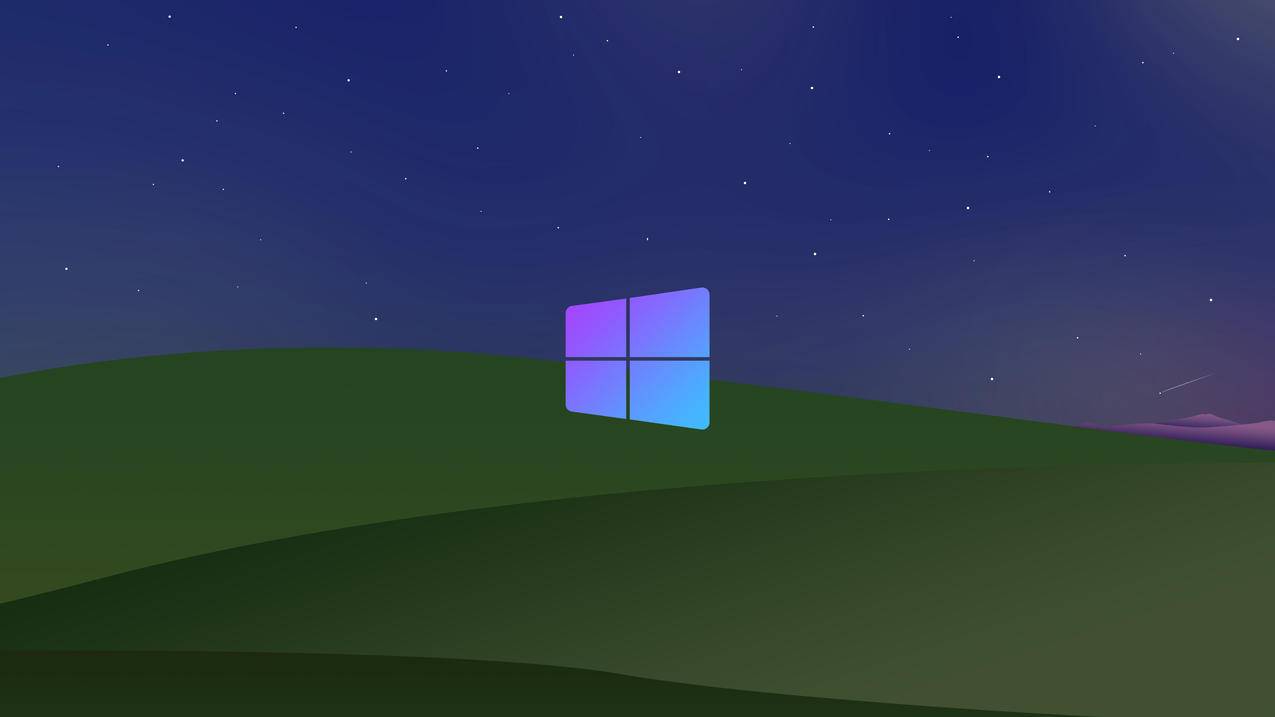 晚上Windows XP Bliss 蓝白白云简约4k高清壁纸