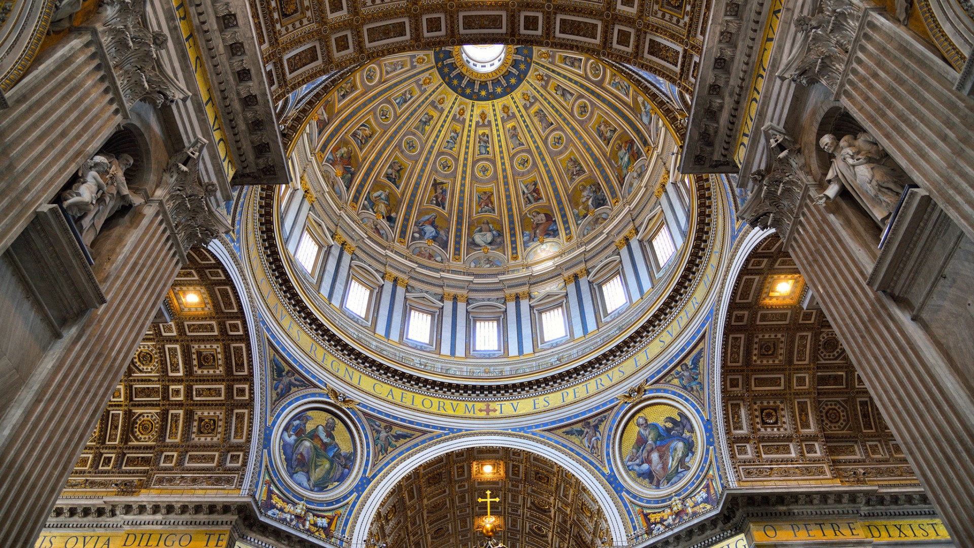 圣彼得大教堂,梵蒂冈,穹顶图片,室内设计,建筑高清壁纸