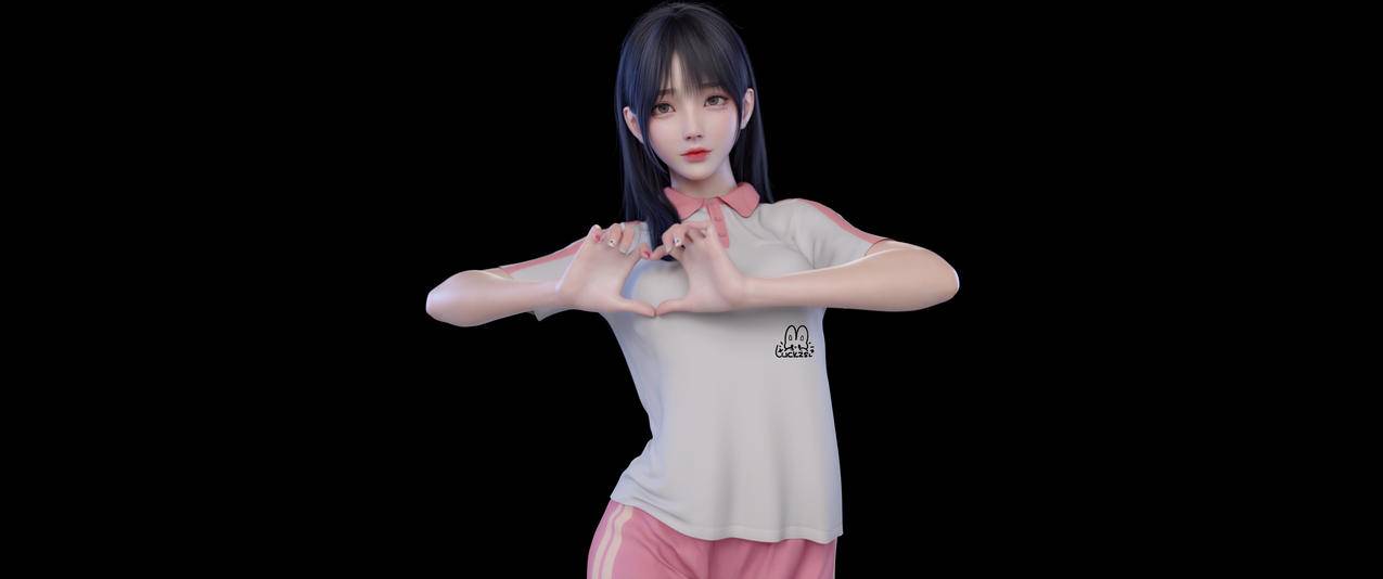 爱心手势 3d美女 麻匪3440x1440带鱼屏高清壁纸