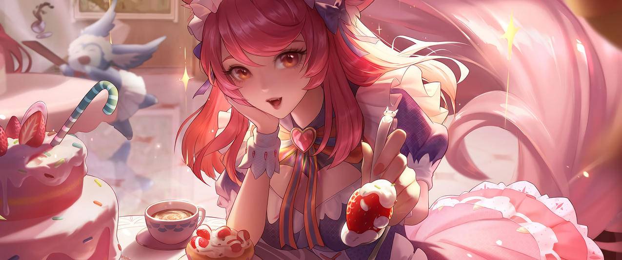 王者荣耀妲己女仆咖啡带鱼屏高清壁纸3440x1440