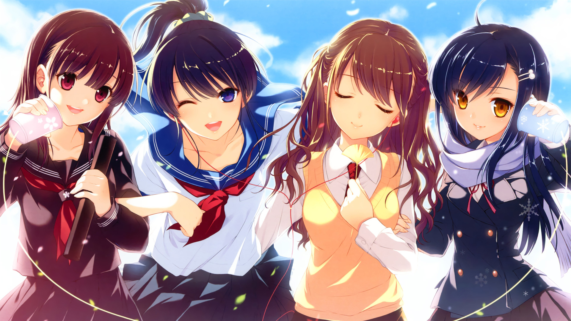 女孩,女学生,可爱动漫女学生姐妹高清壁纸