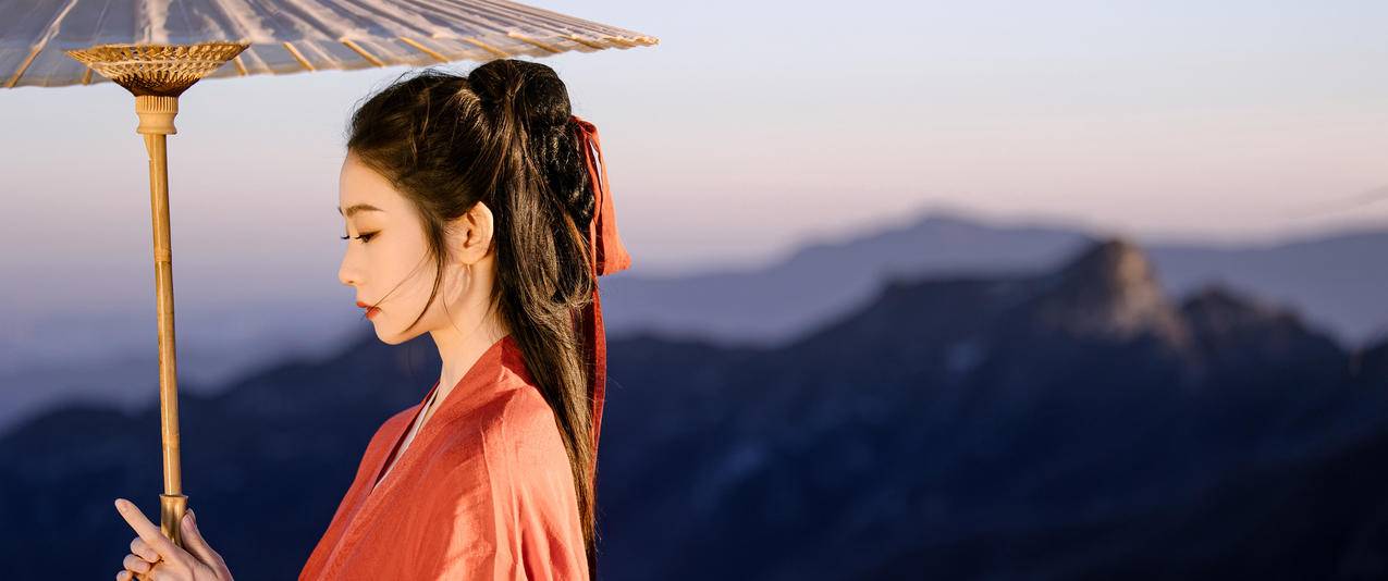 唯美 古风 美女 侧脸 3440x1440 精选 桌面 高清壁纸