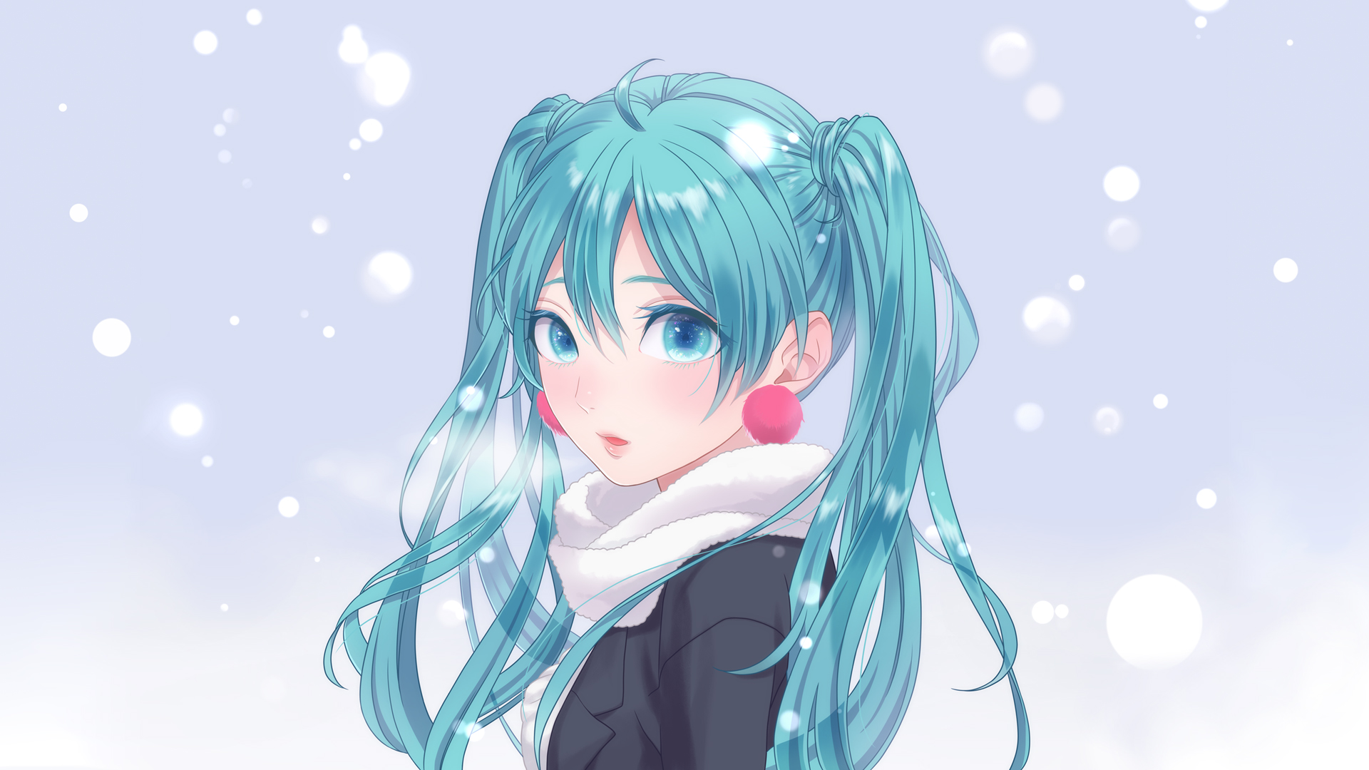 冬天 雪花 初音未来2k高清壁纸