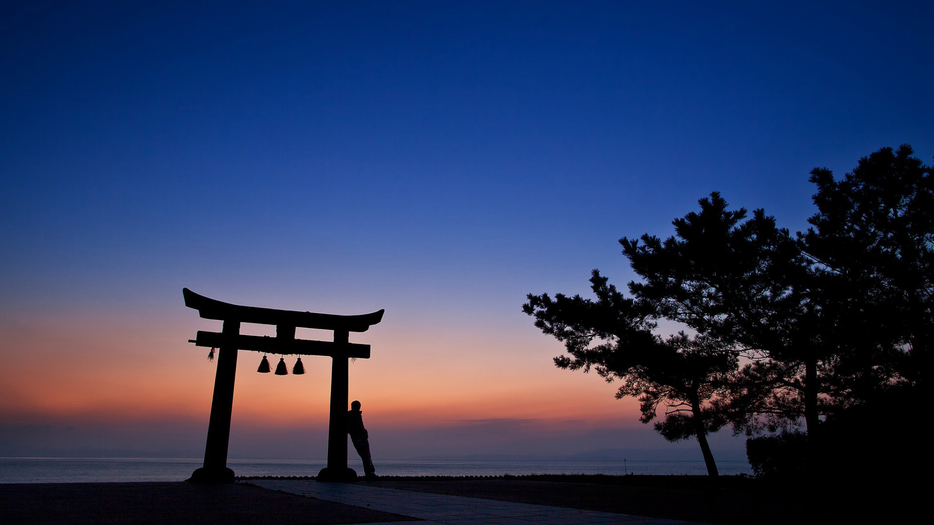夜间,日落,铃铛,许愿,蓝色风景高清壁纸