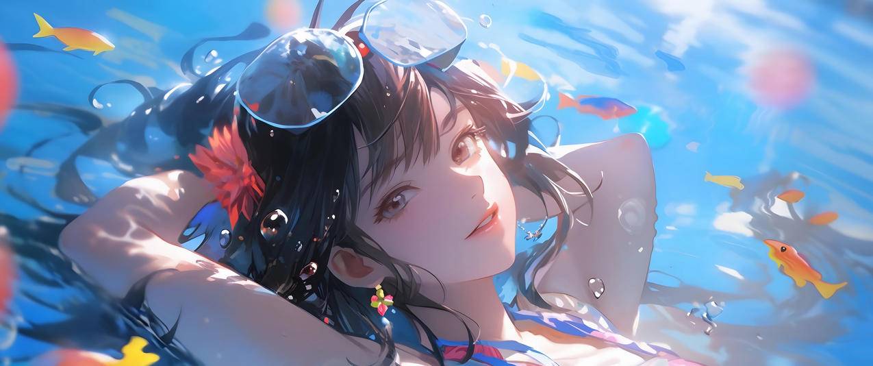 泳装可爱动漫美女3440x1440带鱼屏高清壁纸