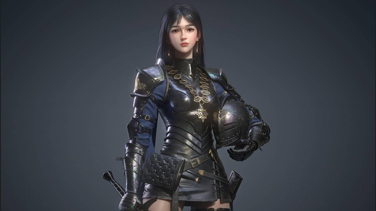 女战士 盔甲 黑发 3D 4K精选动漫高清壁纸