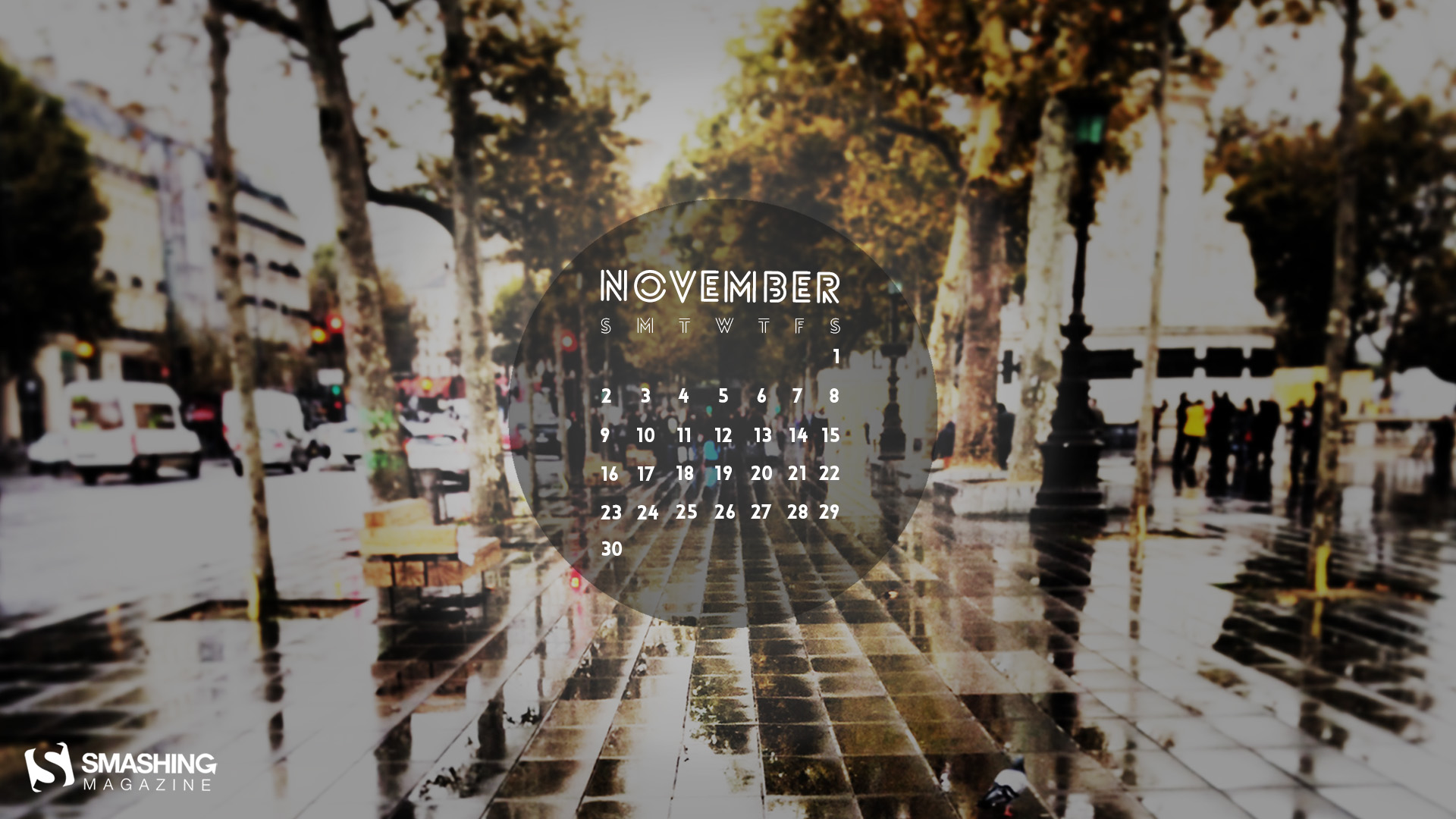 2014年11月桌面月历高清壁纸 所有行点到11月