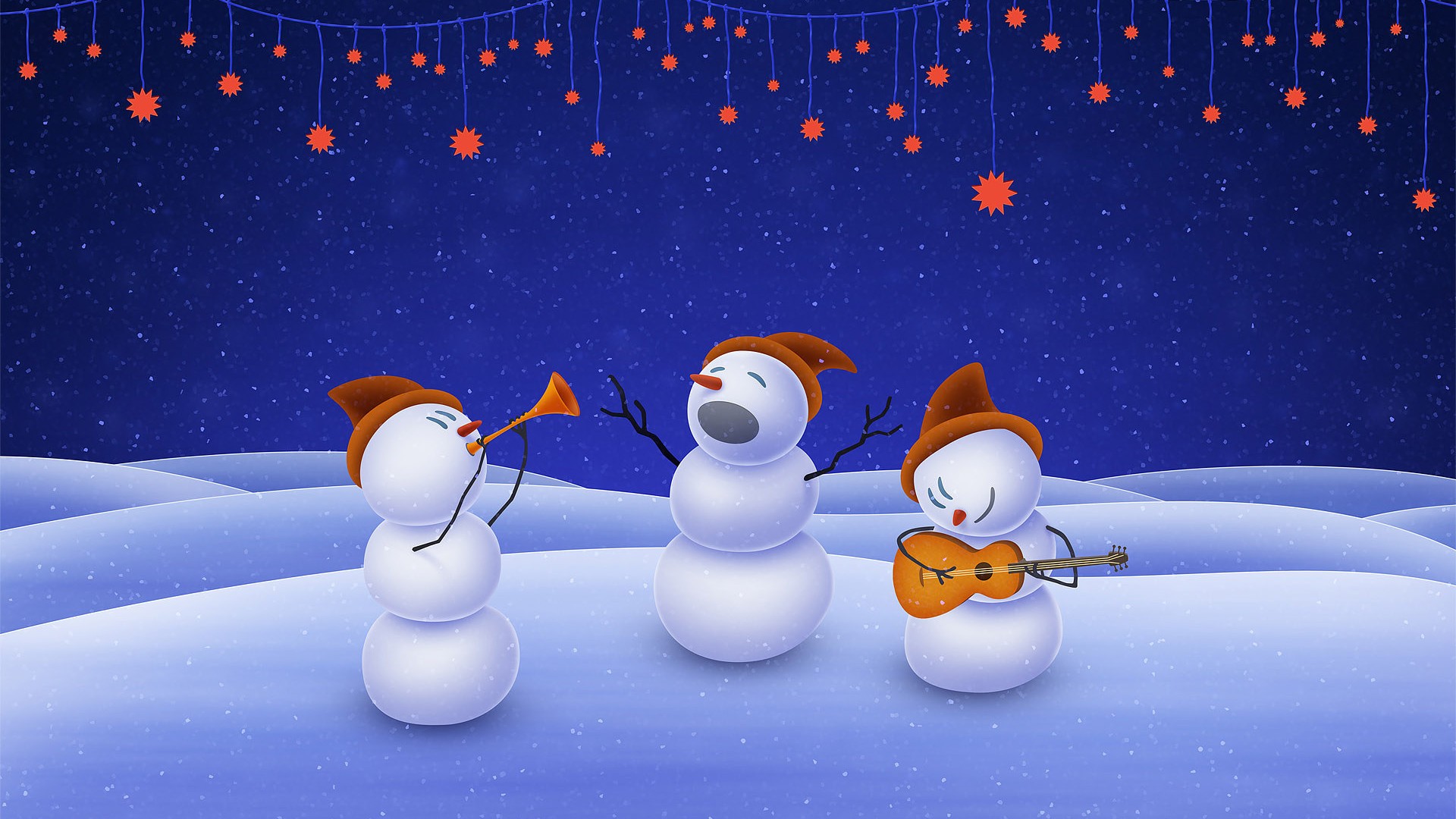 圣诞节,雪人,音乐,可爱高清壁纸