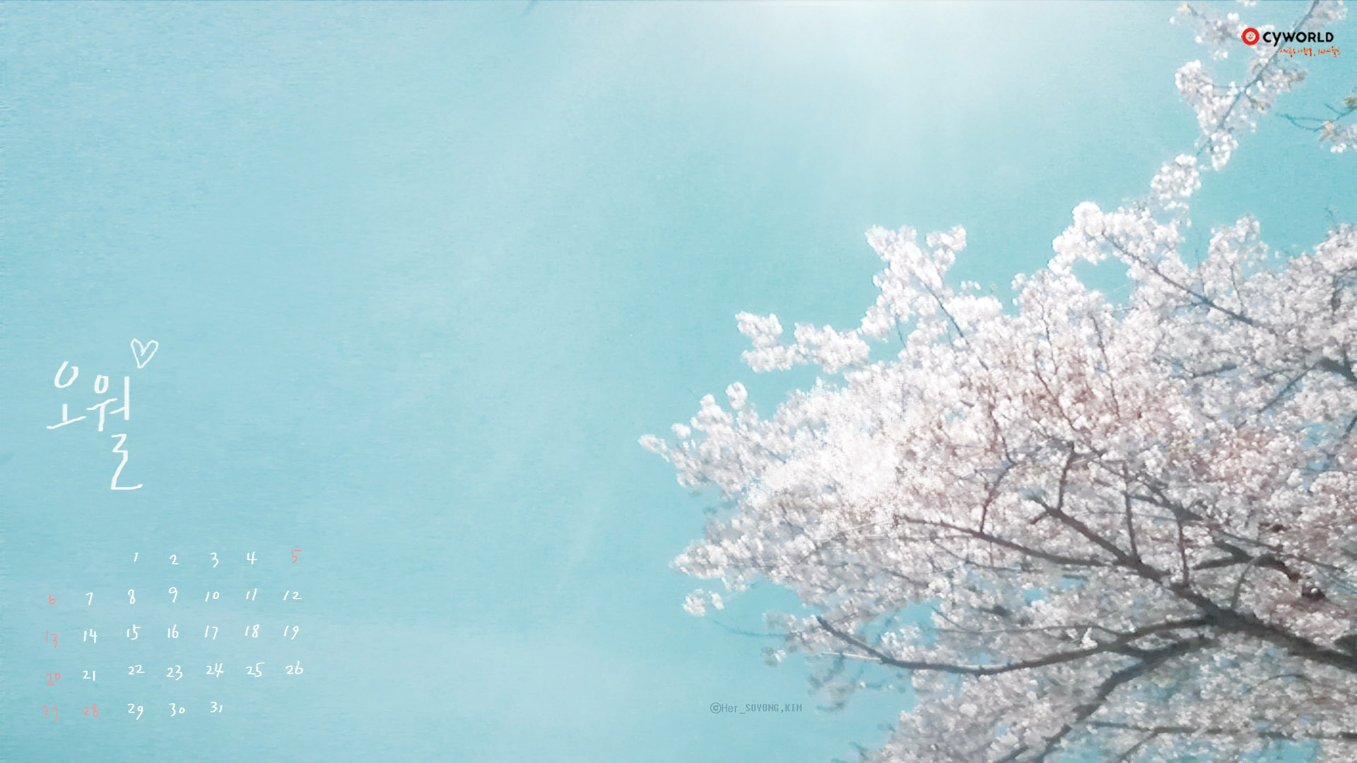 Cyworld 2012年5月宽屏月历高清壁纸