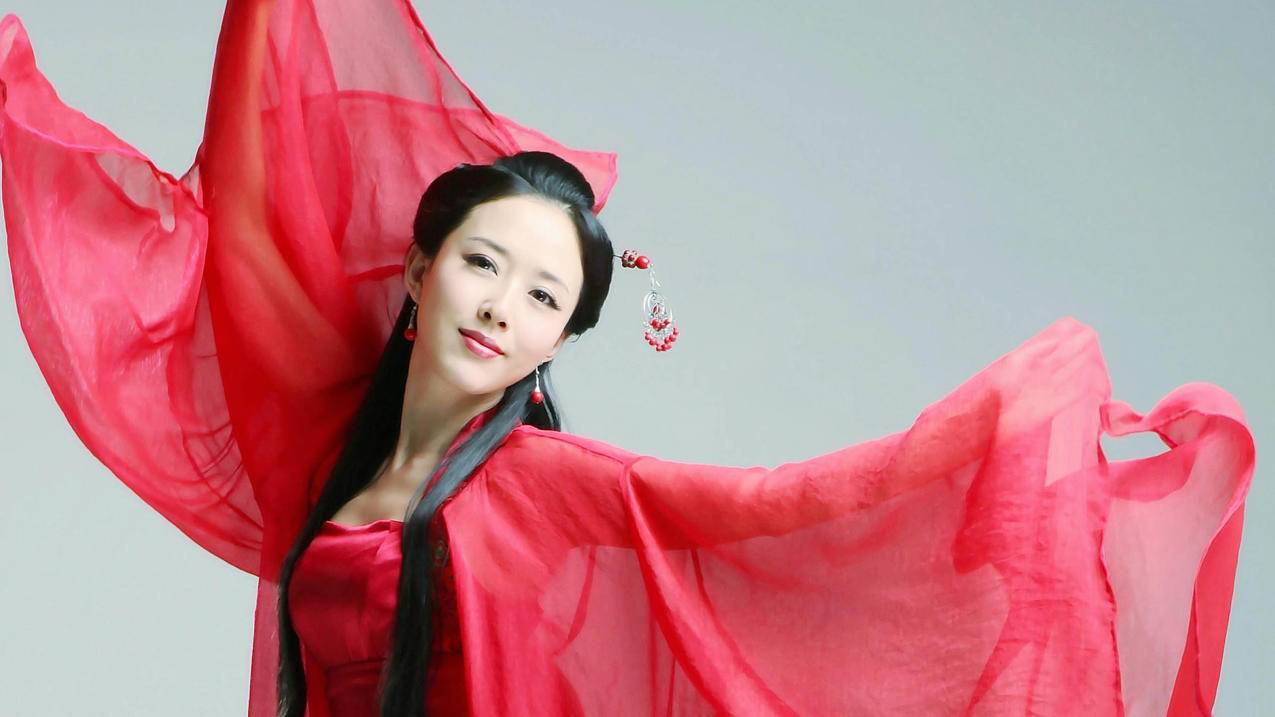 文艺古风红色汉服5k高清壁纸