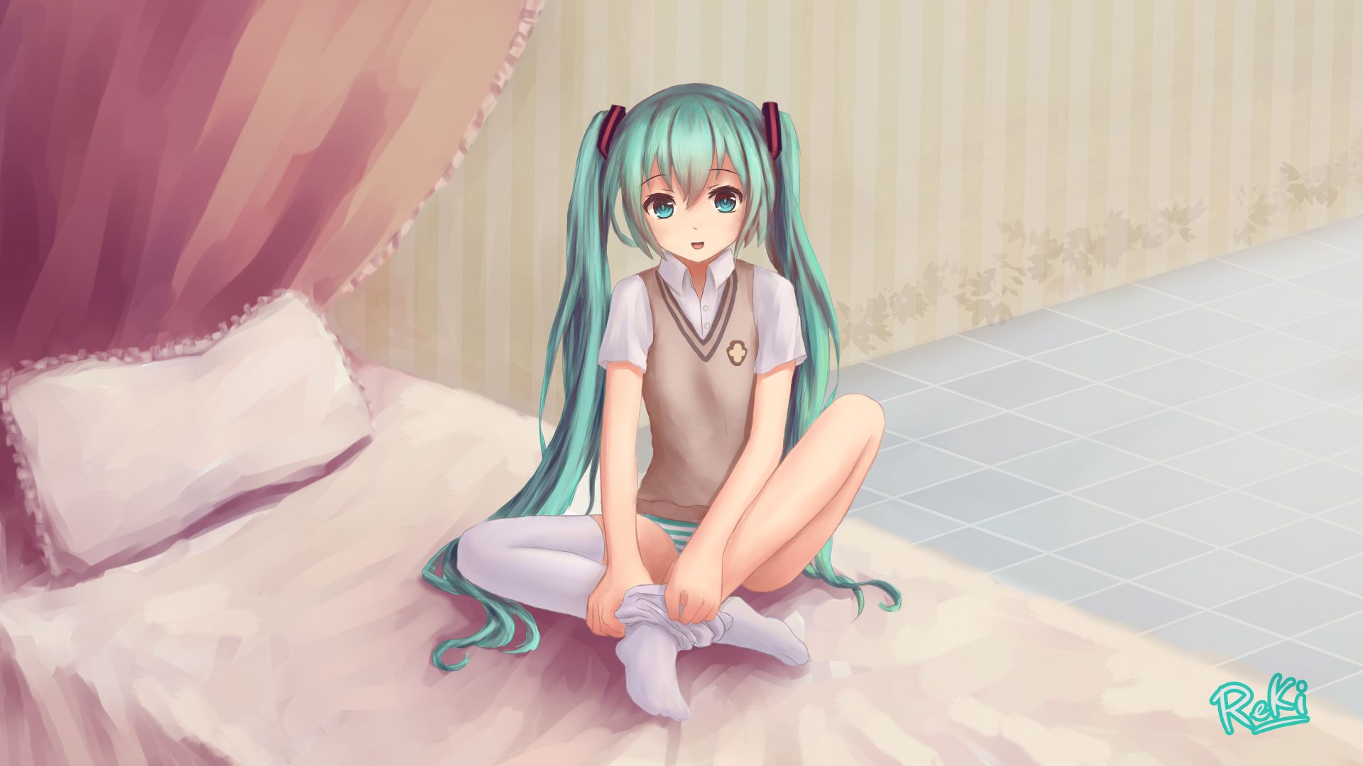 女孩,初音未来,喜悦心情,动漫高清壁纸