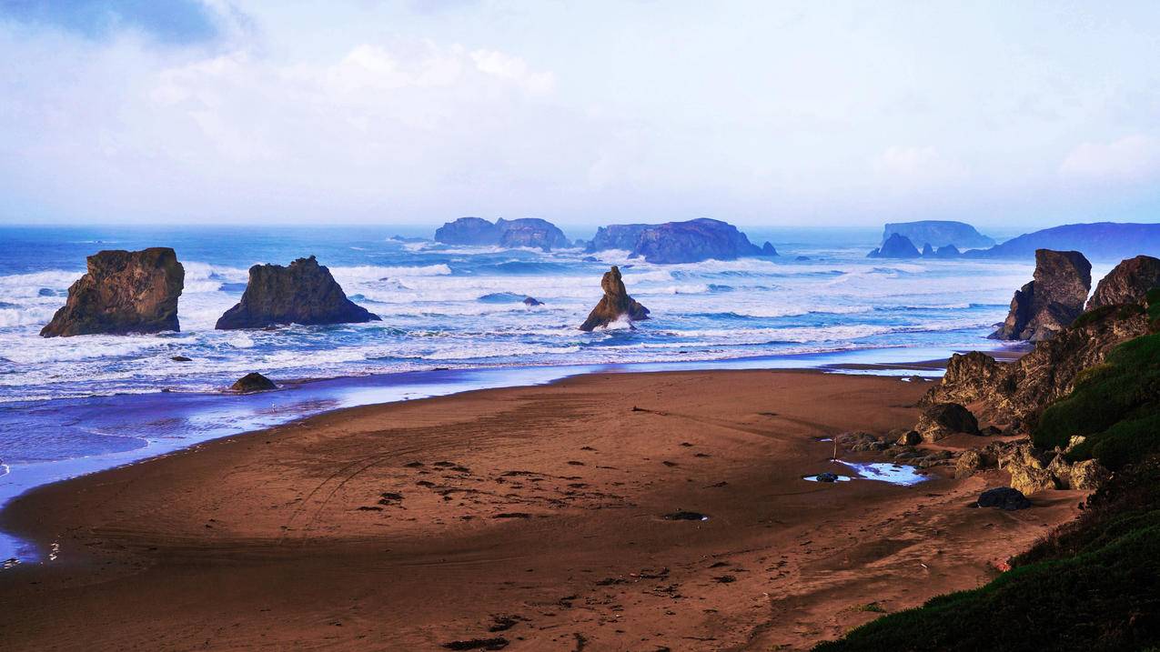 风景海滩大海沙滩4k高清壁纸
