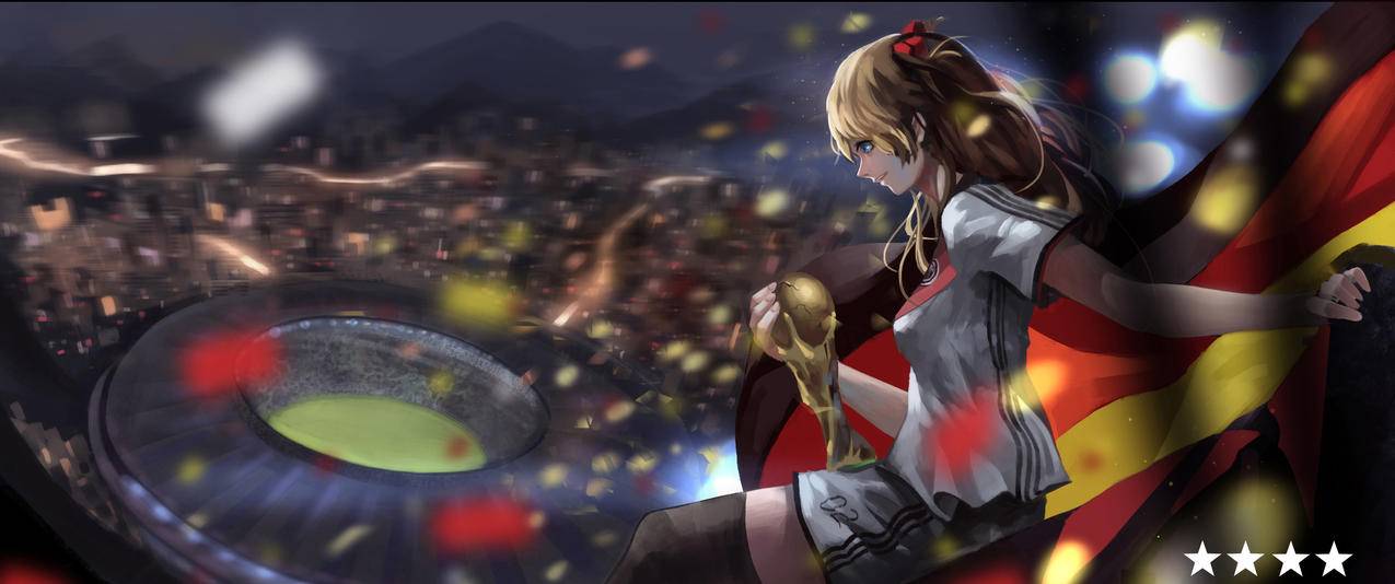 明日香世界杯动漫插画带鱼屏高清壁纸