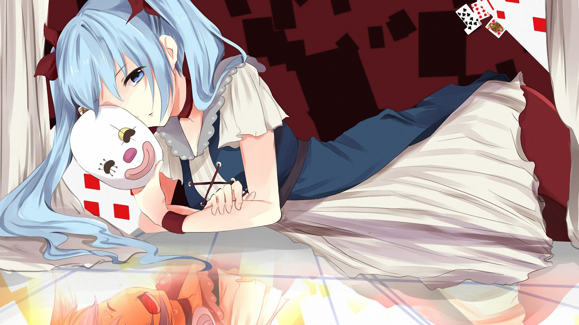 动漫初音未来，美少女，可爱，小丑，脸，面具，桌面高清壁纸