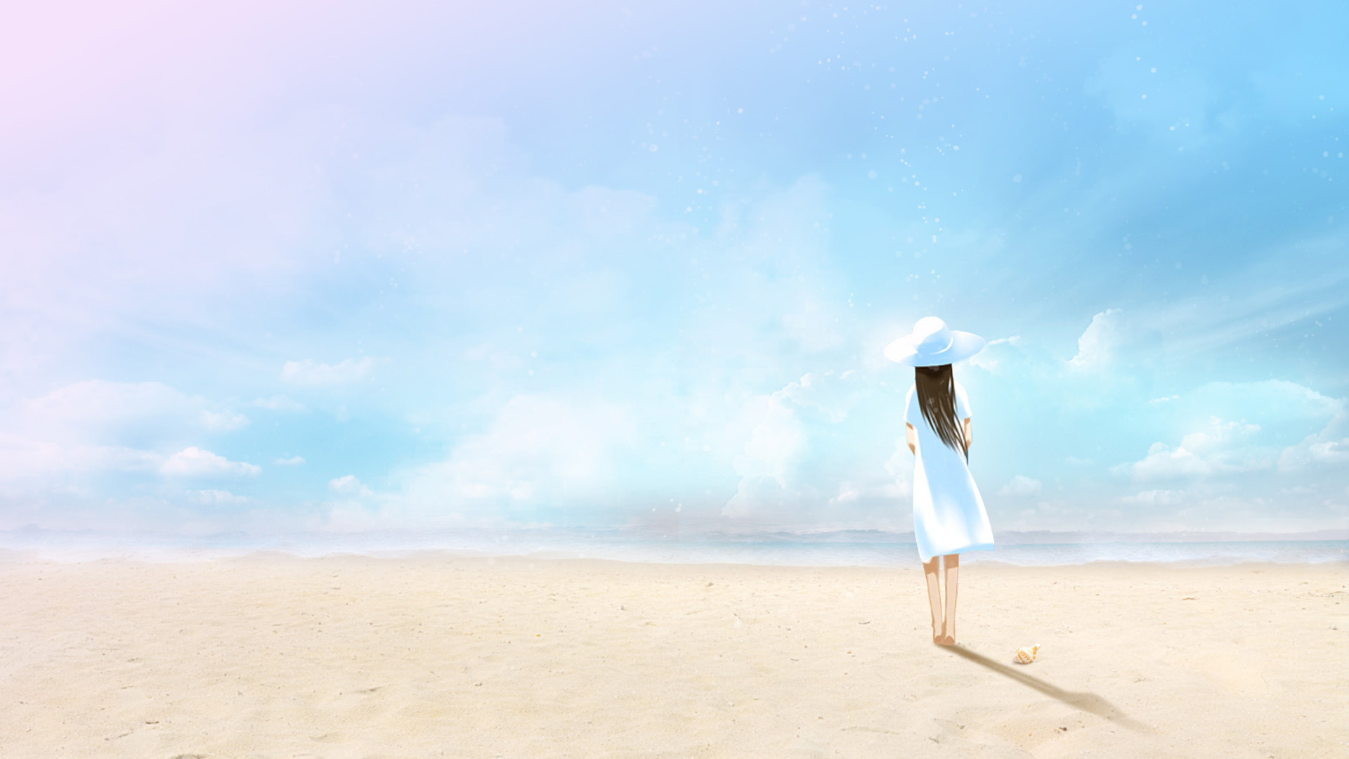 海边女孩小清新高清壁纸