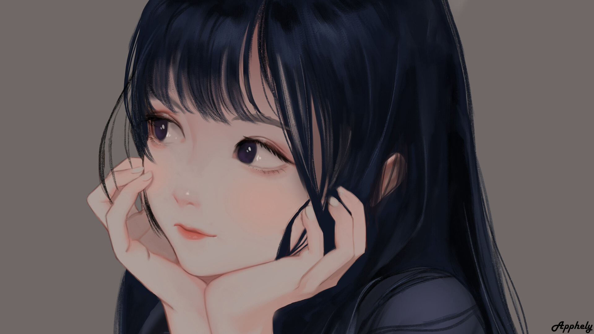 动漫可爱小女孩 脸红 思考 好看动漫女孩高清壁纸