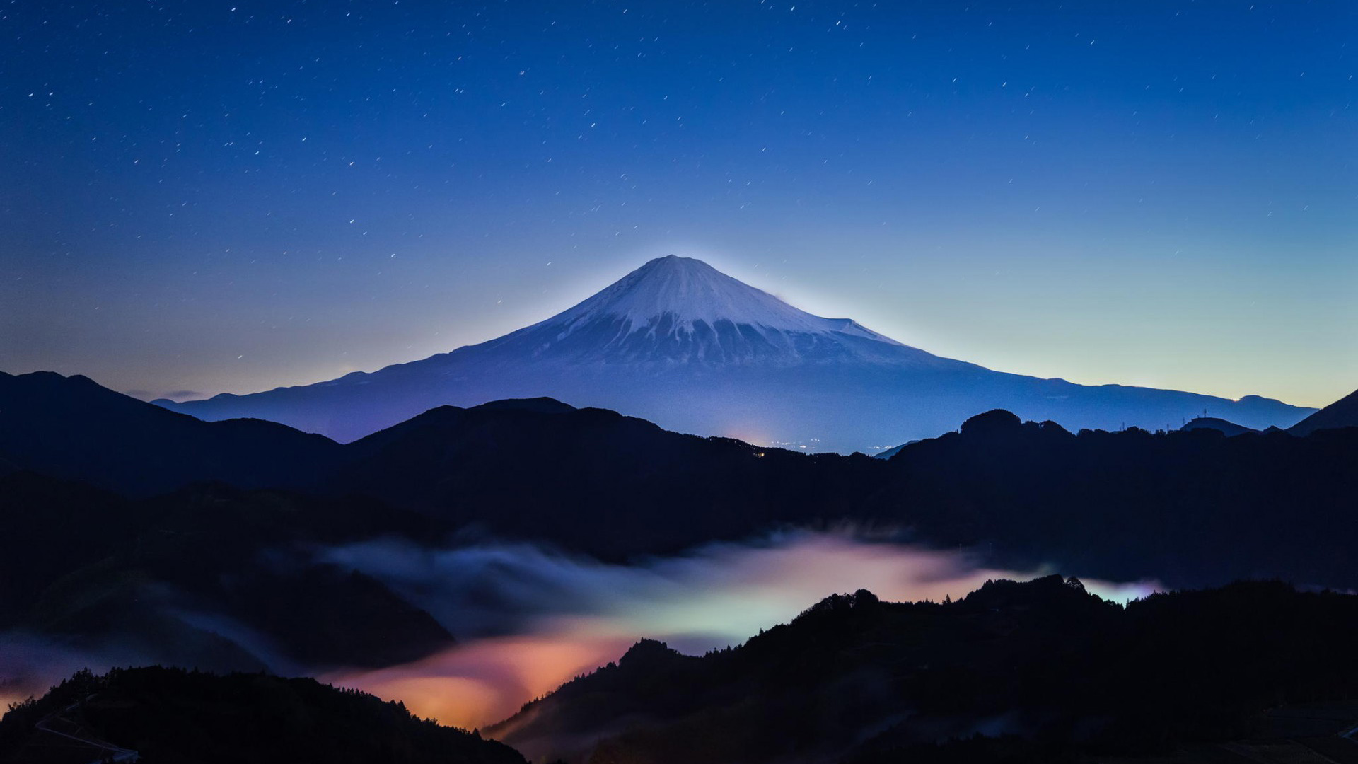 山，夜晚，星星，天空，风景高清壁纸
