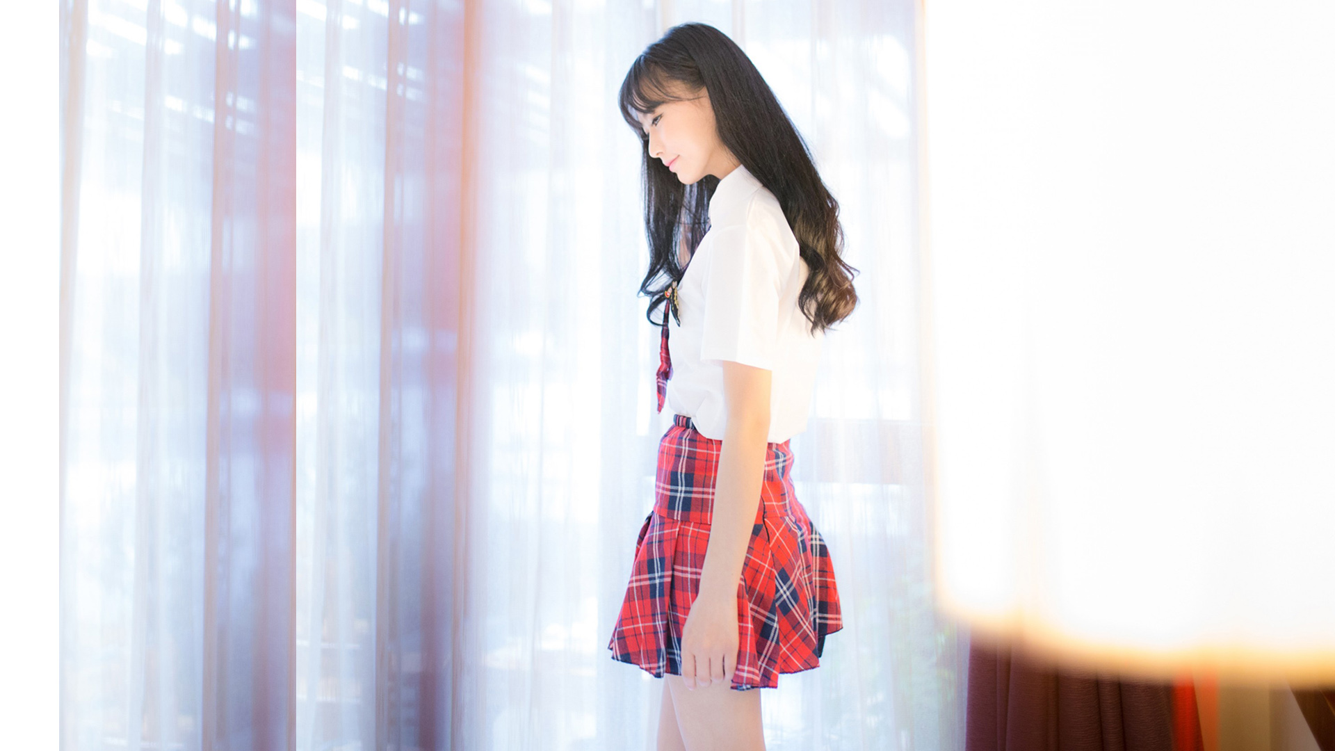 校园美女，漂亮裙子，清纯，小清新，桌面高清壁纸