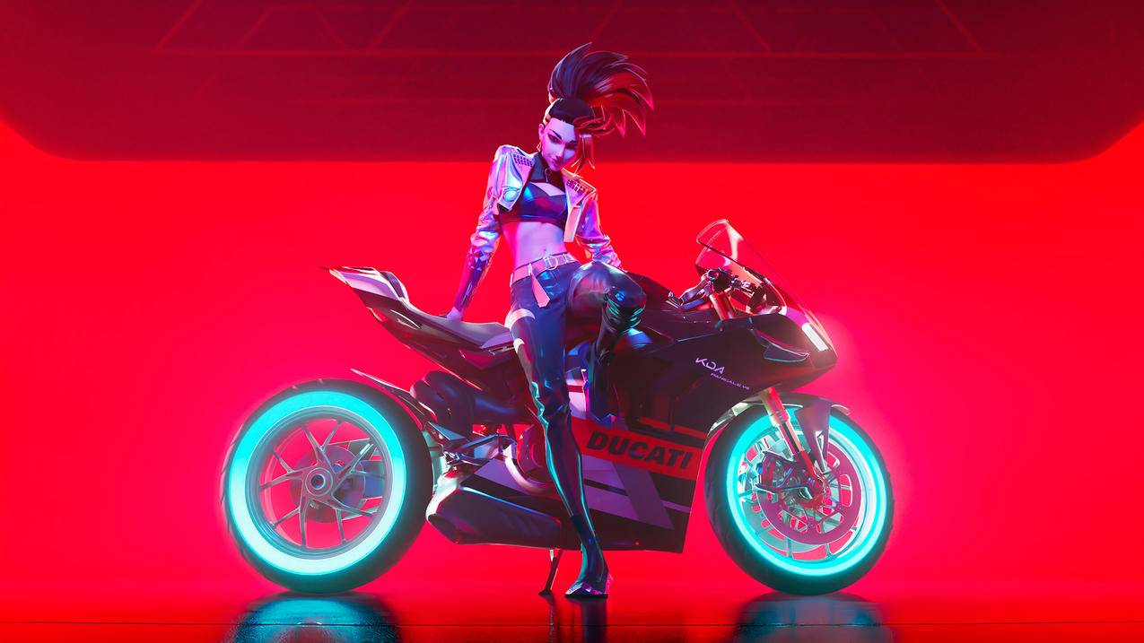 《英雄联盟LOL》阿卡丽 摩托车 4K精选游戏高清壁纸