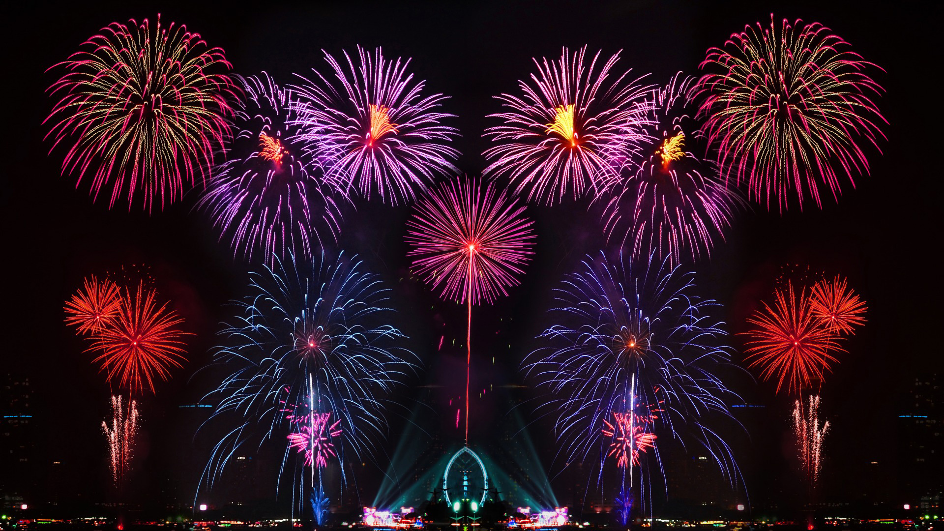 绚烂烟花绽放桌面高清壁纸