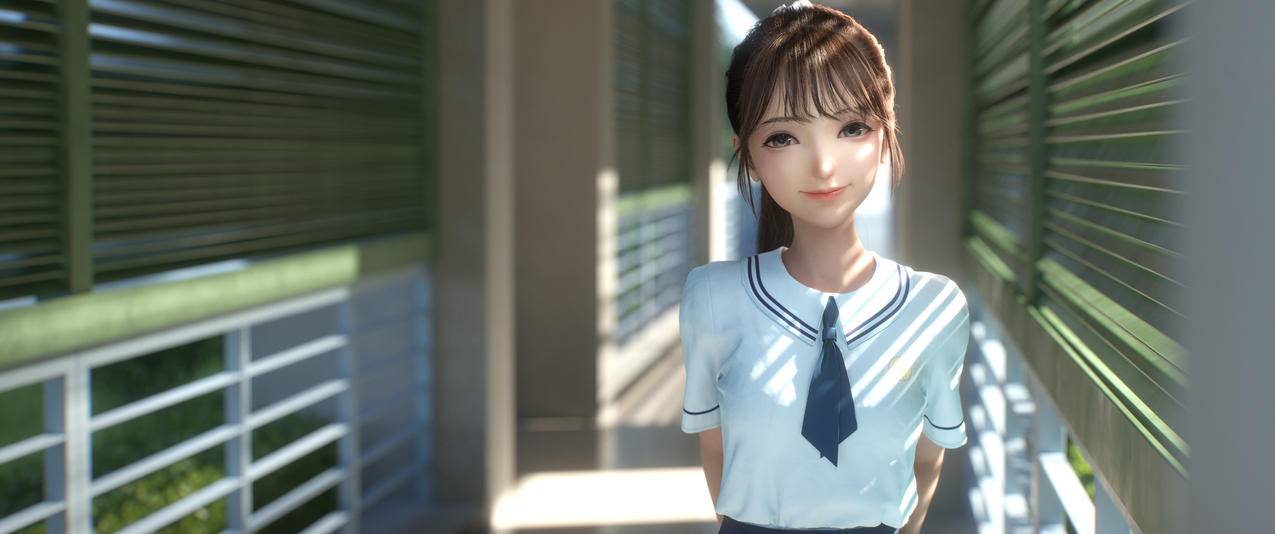 校园 女孩 走廊 阳光绿叶 4K精选动漫高清壁纸 4K手机高清壁纸
