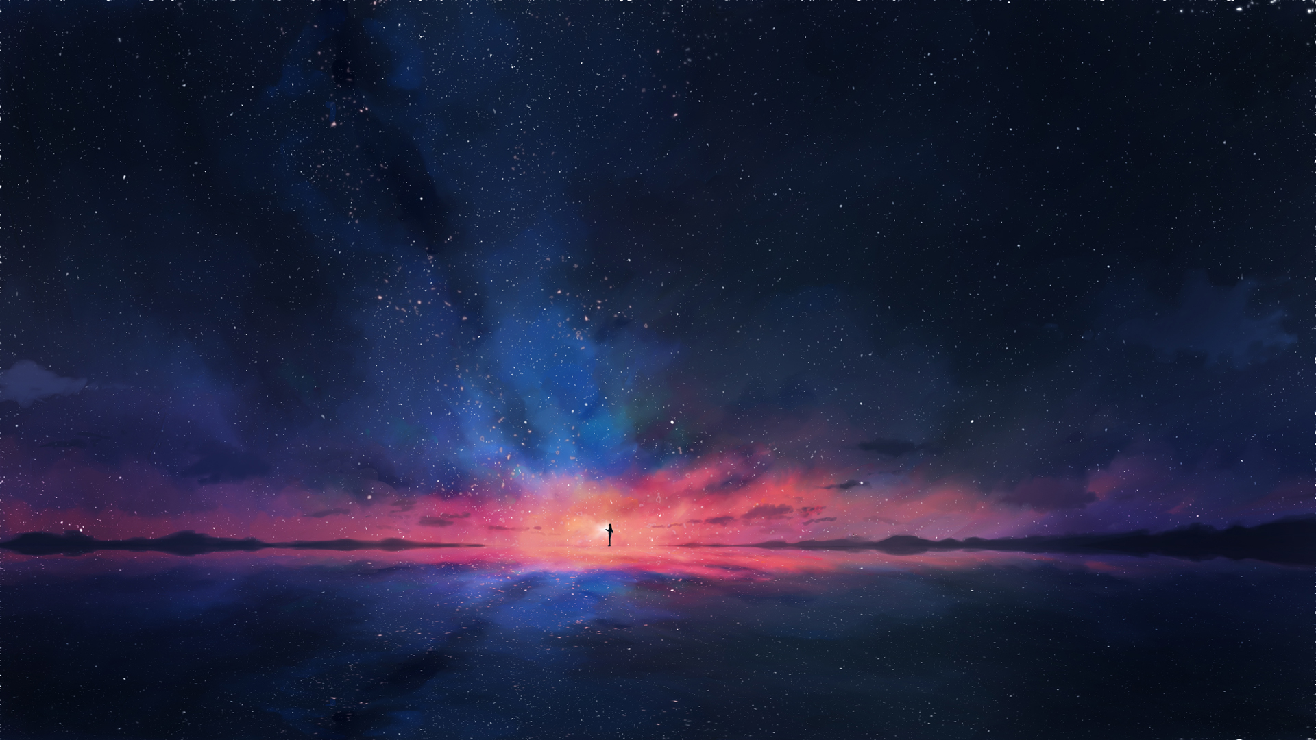 数星人 星空背景 夜空 唯美意境动漫高清壁纸