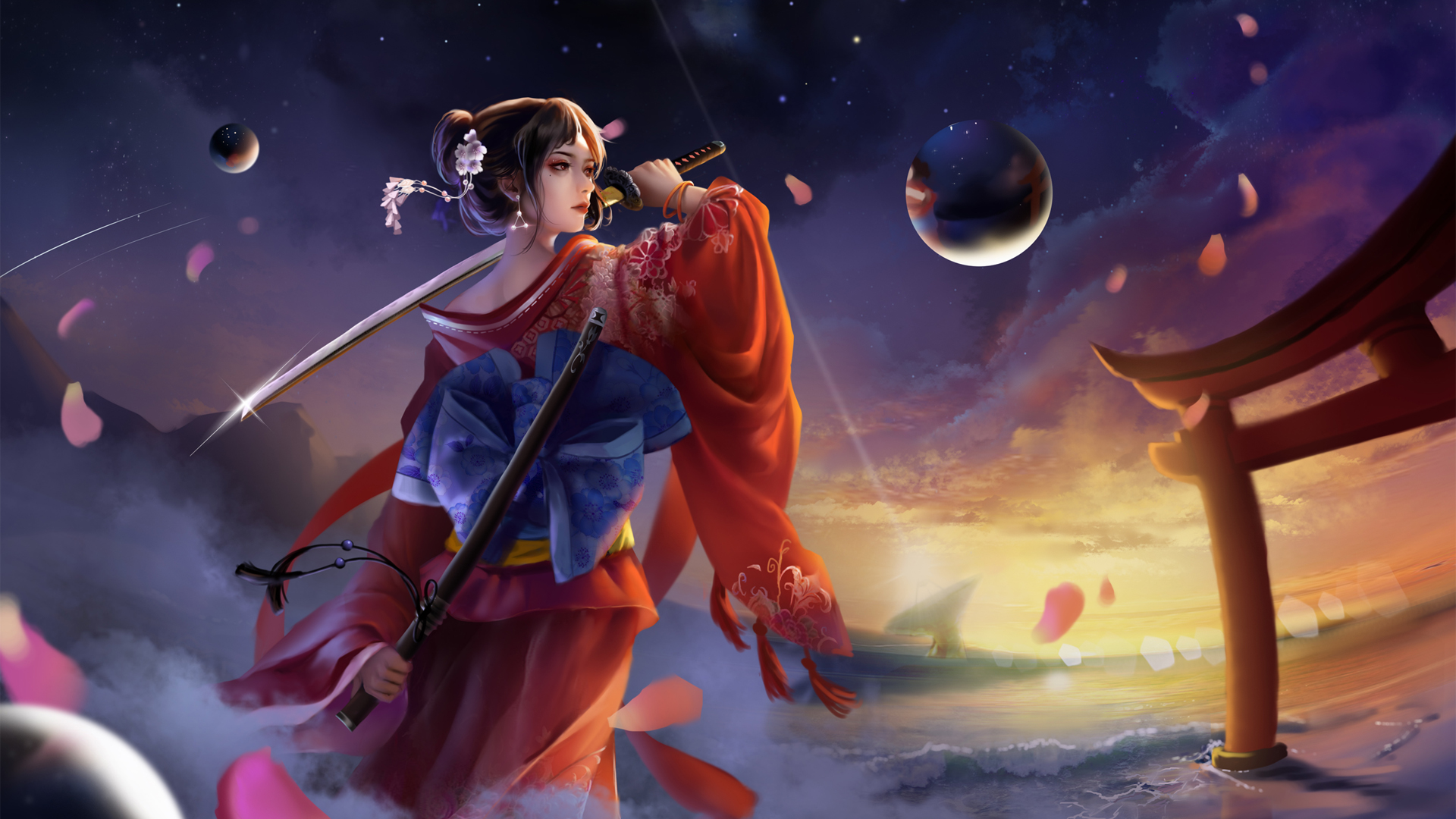 三体智子 武士刀 动漫高清壁纸