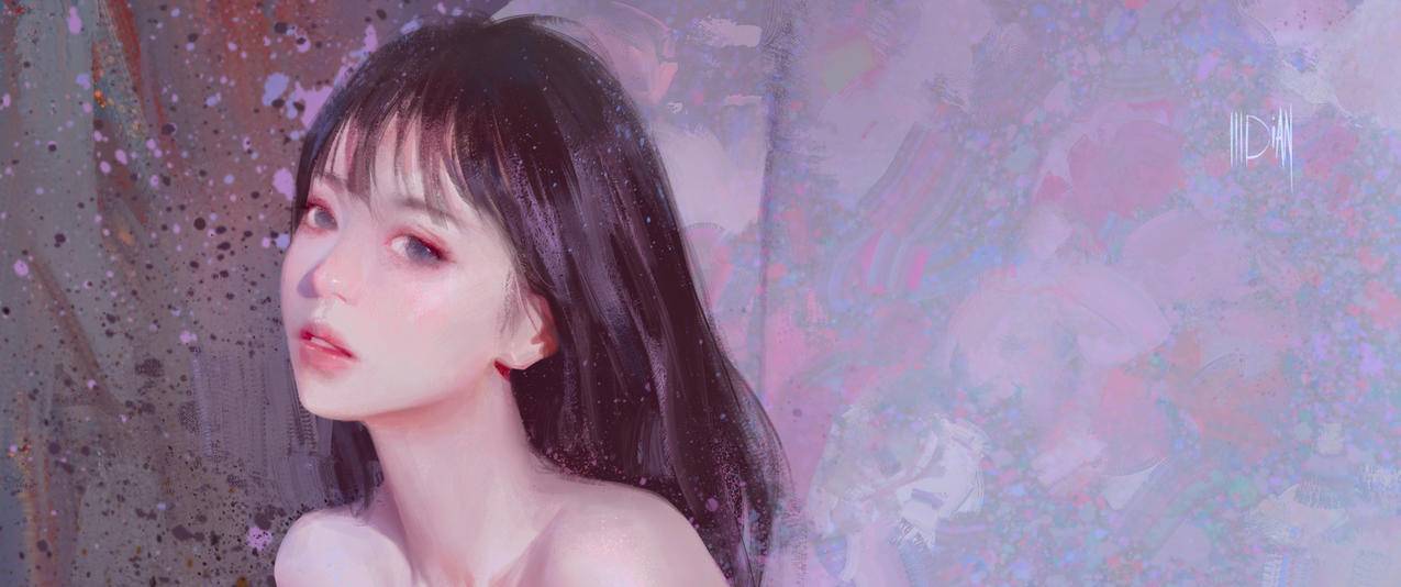 唯美厚涂长发美女3440x1440带鱼屏高清壁纸