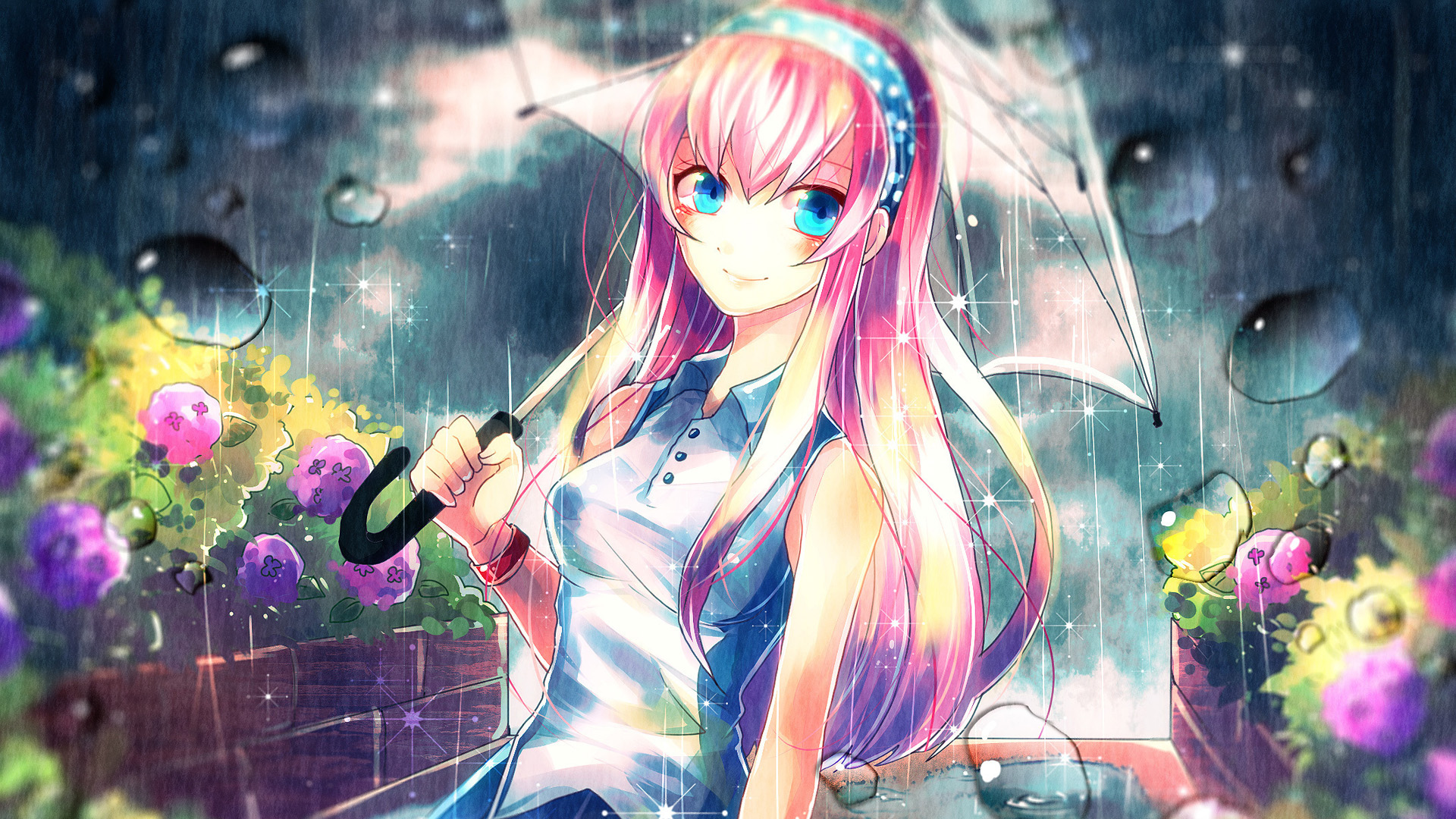 漂亮动漫女孩蓝色眼睛,巡音流歌精选桌面高清壁纸