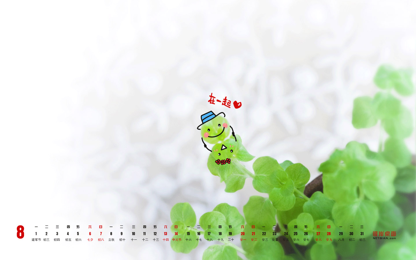 we在一起2011年8月日历高清壁纸