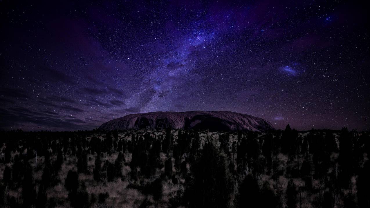 澳大利亚艾尔斯岩无月亮的夜晚星空风景4k高清壁纸