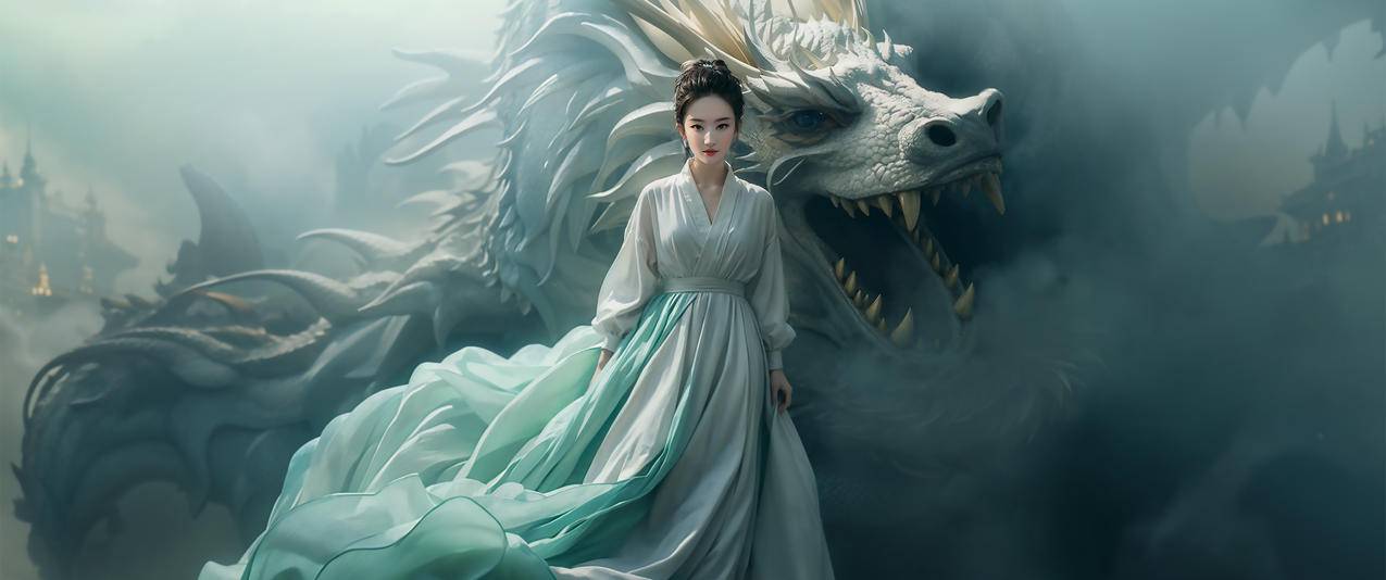 小龙女 龙 唯美 3440x1440带鱼屏高清壁纸