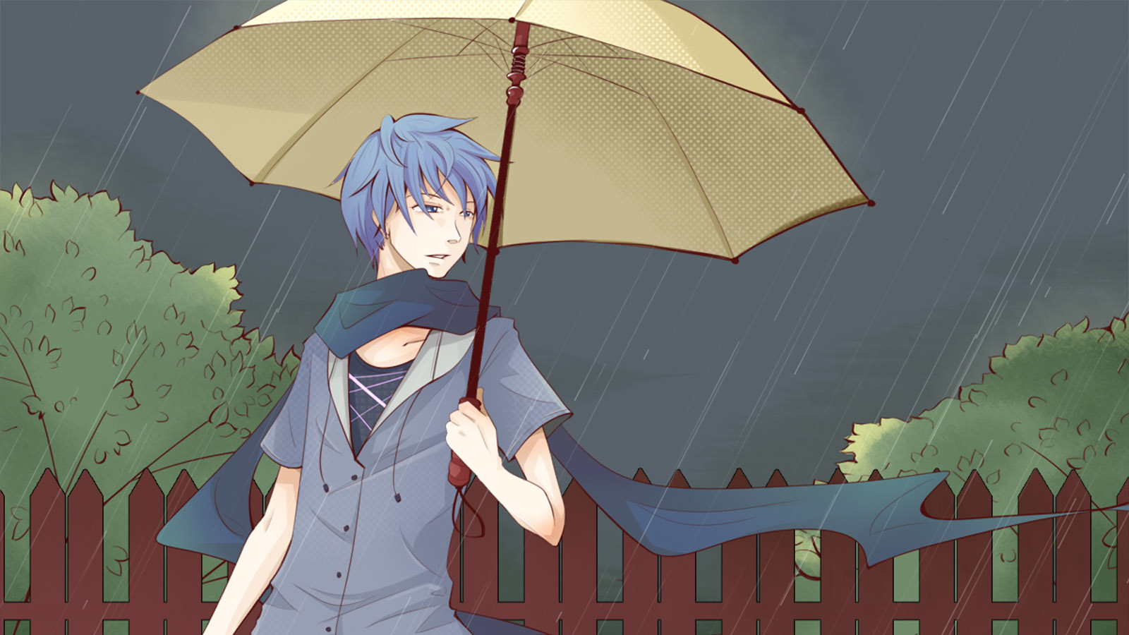 雨天帅哥桌面高清壁纸